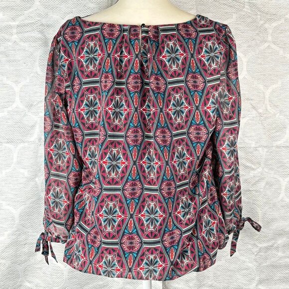 Sara Michelle Boho Geometric Peasant Blouse – Size L - Picture 5 of 11